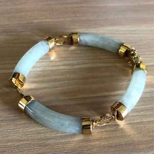 10k Solid Gold & Real Jade Gem Bracelet